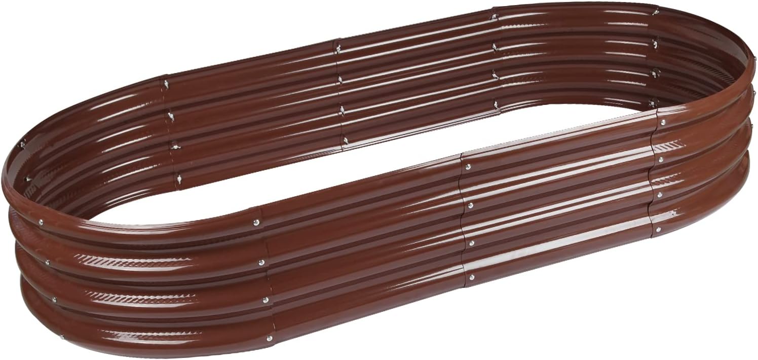 Raised Garden Bed Galvanized Planter Box Outdoor, 5ft Oval Large Rot-Resistant Metal Garden Bed Planter for Vegetables Flower Herb (Silver)