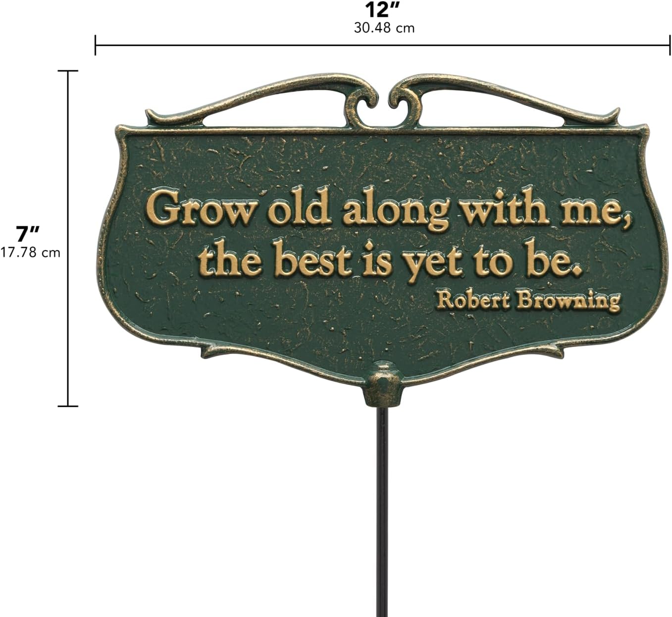 Whitehall Products Grow Old Along with Me... Garden Poem Sign, Green/Gold