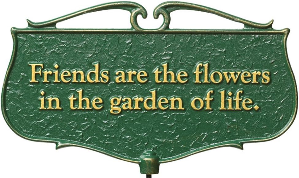 Whitehall Products "Friends are The Flowers..." Garden Poem Sign, Green/Gold
