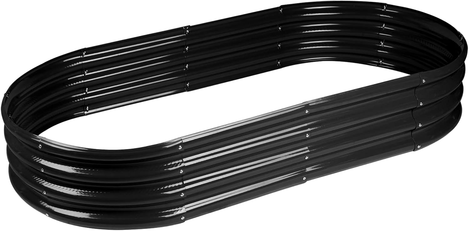 Raised Garden Bed Galvanized Planter Box Outdoor, 5ft Oval Large Rot-Resistant Metal Garden Bed Planter for Vegetables Flower Herb (Silver)