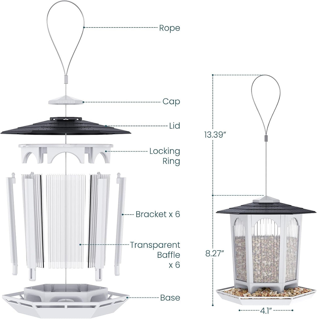 2 Pack Solar Bird Feeders for Outdoors Hanging - Attract Wild Birds & Cardinals, Elegant Minimalist Design, Garden Décor, Unique Gift