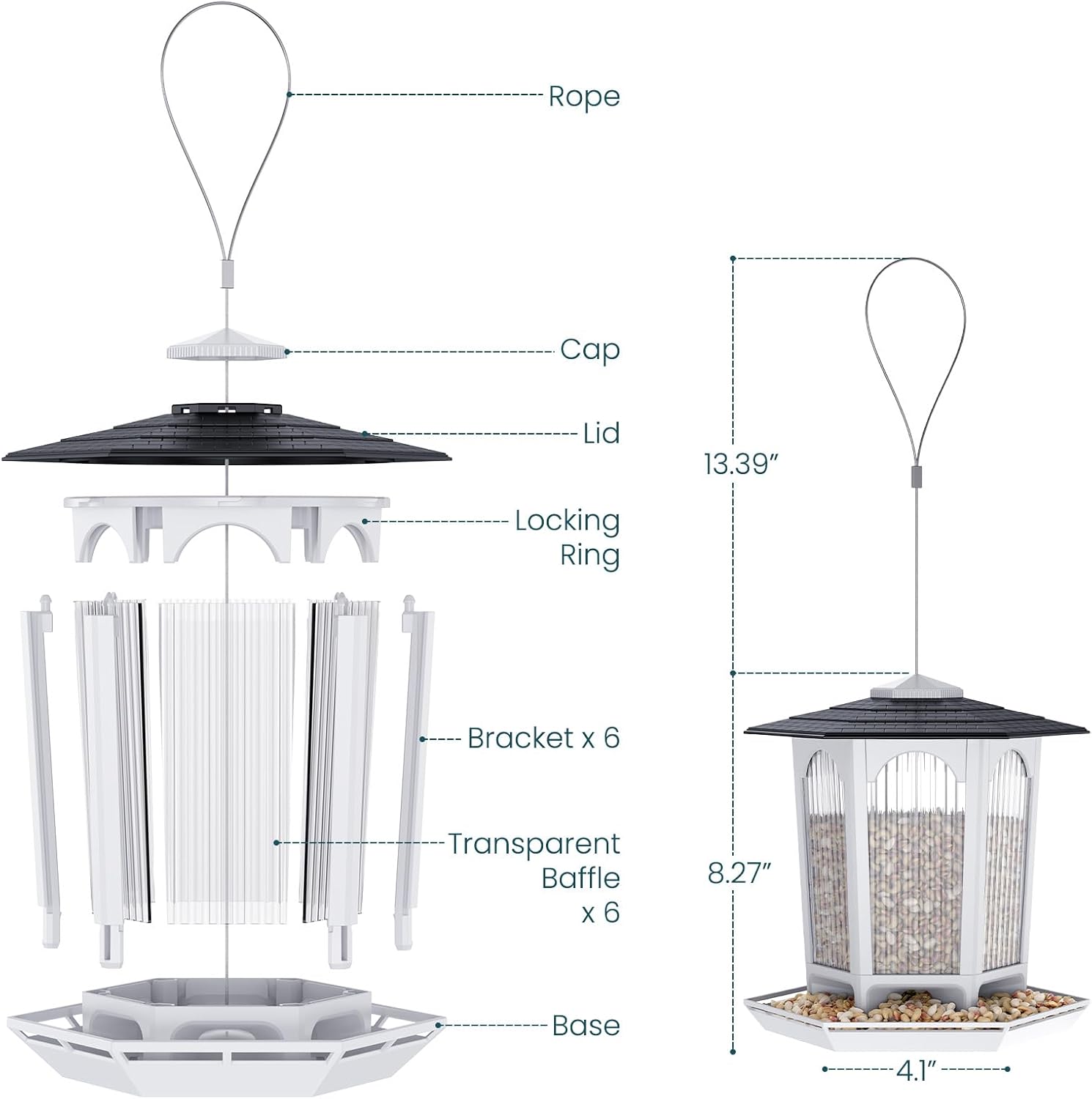 2 Pack Solar Bird Feeders for Outdoors Hanging - Attract Wild Birds & Cardinals, Elegant Minimalist Design, Garden Décor, Unique Gift
