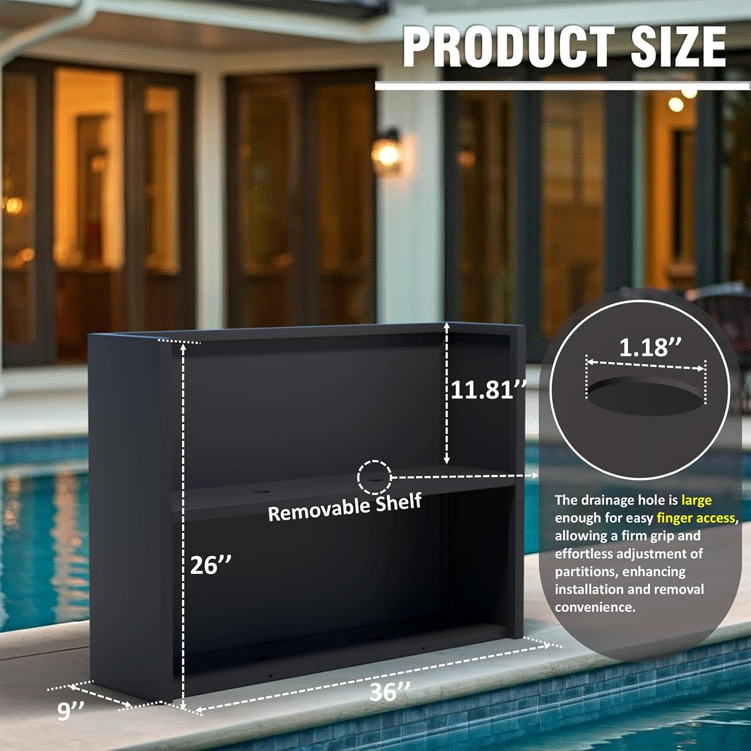 Modern Metal Planter Box 36" L x 9" W x 26" H – Rectangular Galvanized Steel Raised Garden Bed with Drainage Holes & Removable Shelf – Sleek Outdoor & Indoor Flower Planter for Patio, Yard & Porch