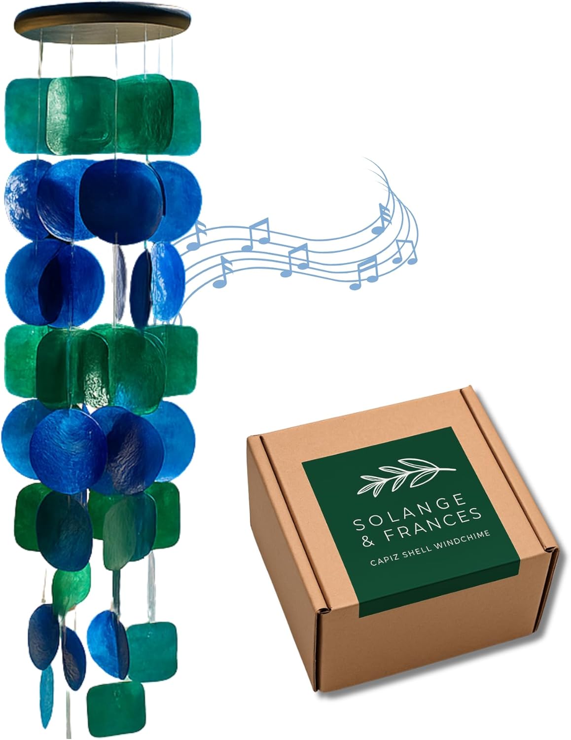 Solange & Frances Turquoise Sea Glass Wind Chimes for Outside - Ideal Gifts for Women Who Have Everything. Unique Valentines Day Gifts for Her, Valentines Gift Ideas