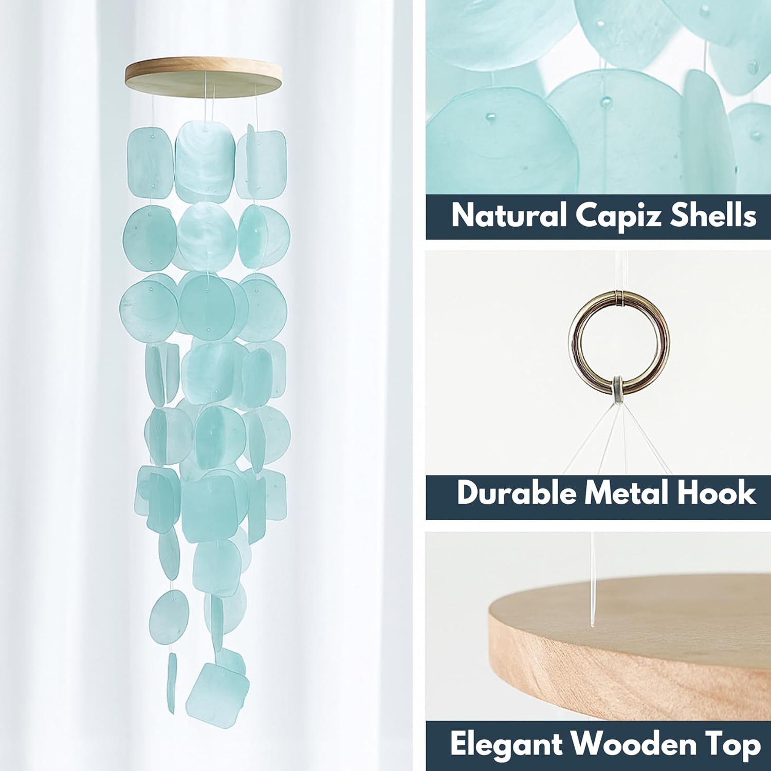 Solange & Frances Turquoise Sea Glass Wind Chimes for Outside - Ideal Gifts for Women Who Have Everything. Unique Valentines Day Gifts for Her, Valentines Gift Ideas