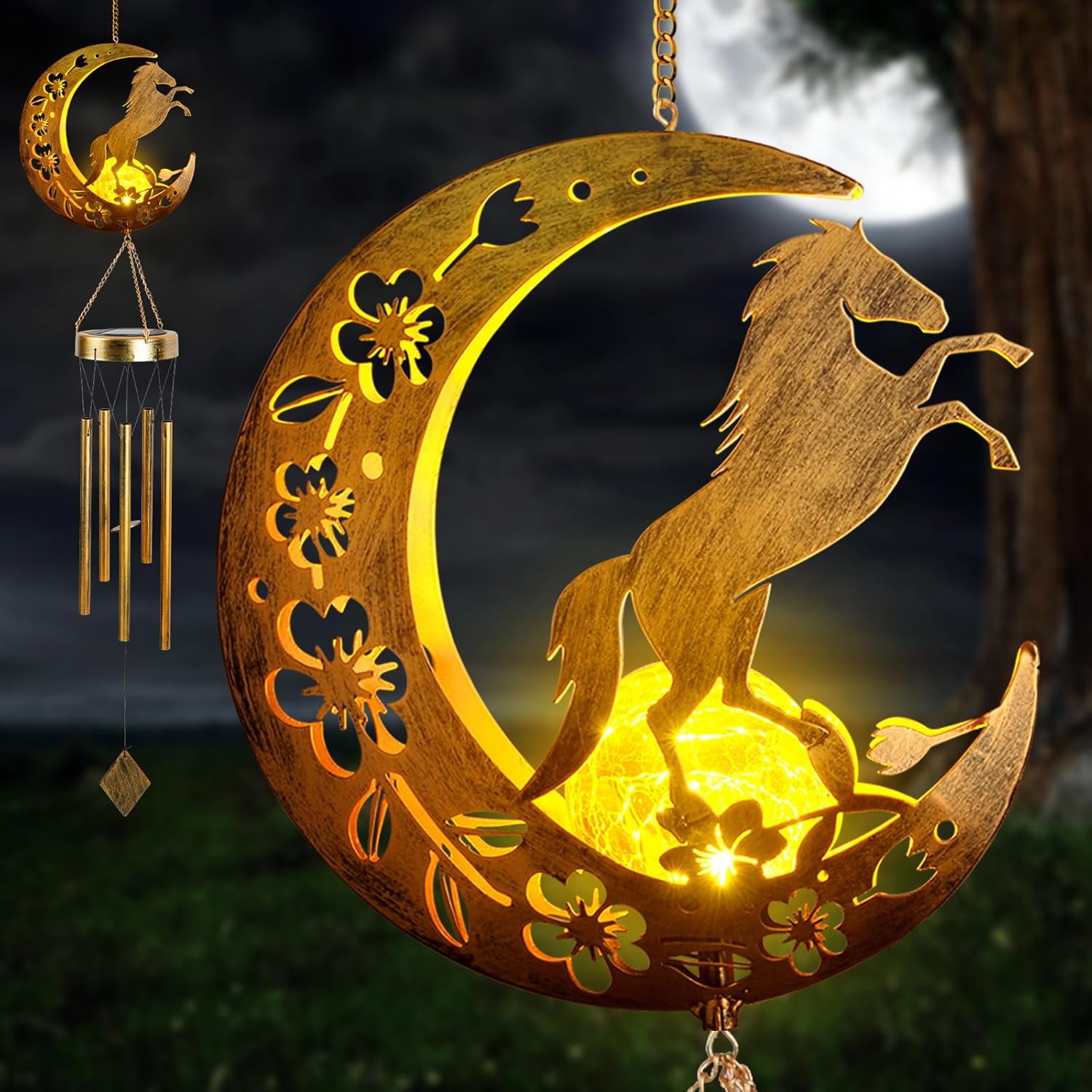 Outdoor Moon Light Wind Chimes, Mom Gift Moon Gifts, Mother Decor, Garden Gifts, Sympathy Wind Chimes Outdoor for mom, Grandma, Memorial Wind Chime.