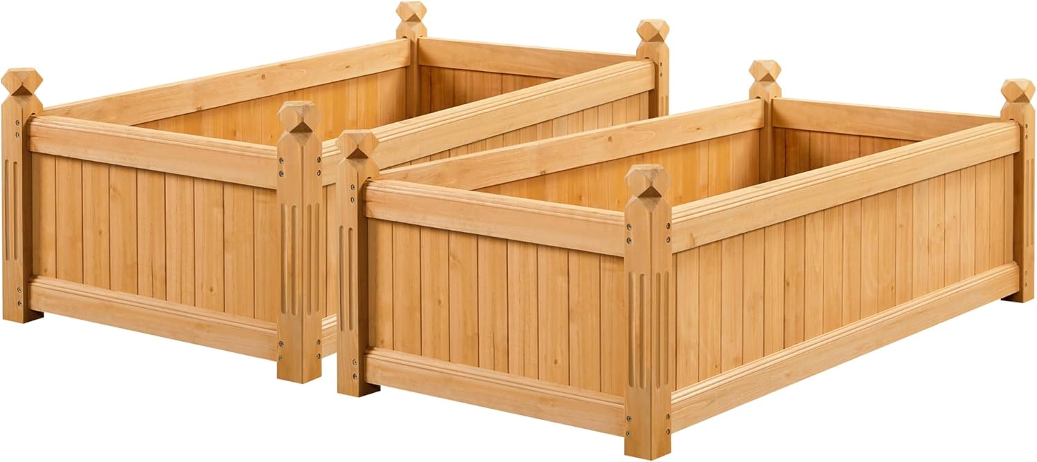 Yaheetech 43.5″ L×16″ W×14″ H Wooden Raised Garden Bed, Horticulture Wood Rectangular Garden Planter Outdoor, Raised Planter Box for Yard/Greenhouse/Vegetable/Flower/Herbs, Light Brown