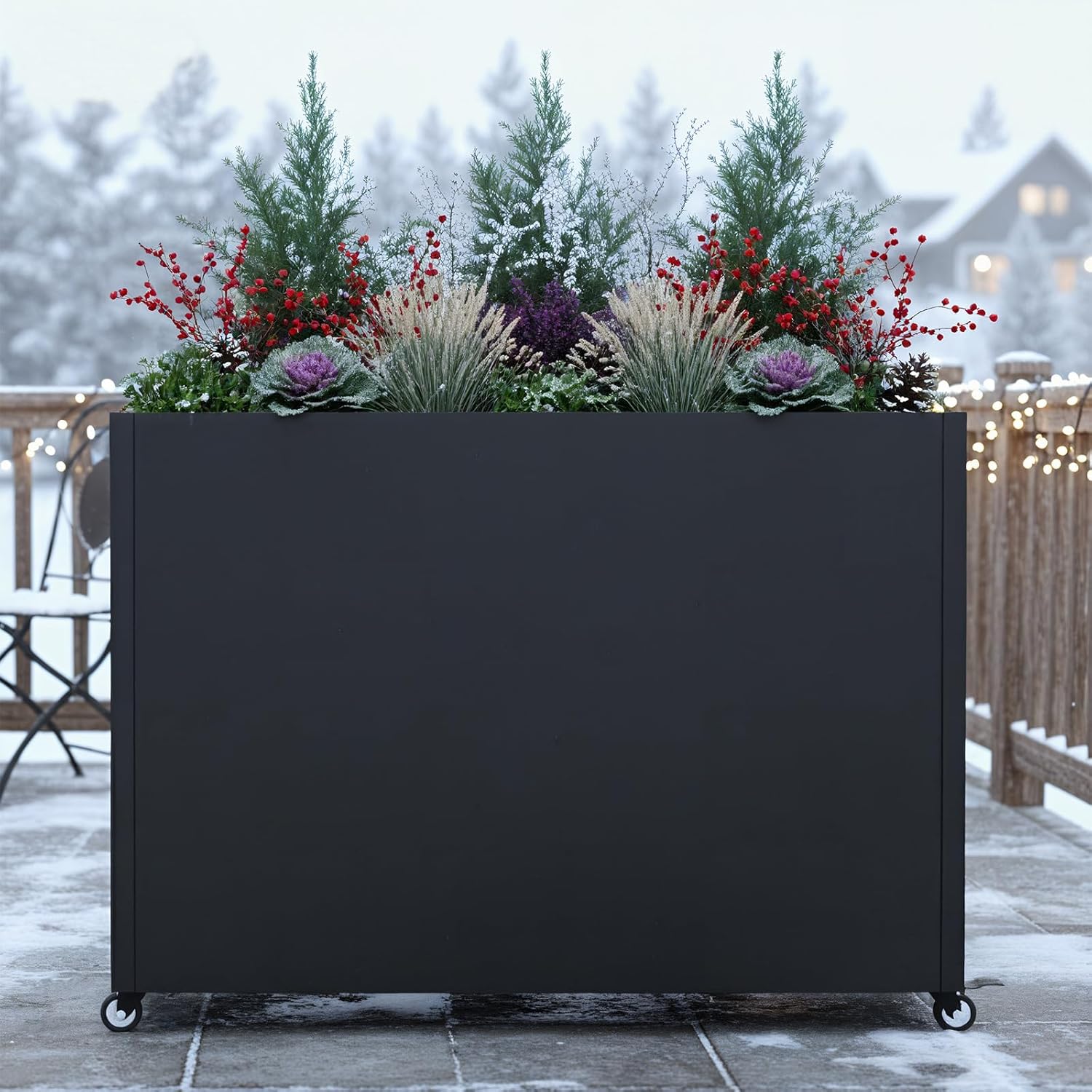 Modern Metal Planter Box 36" L x 9" W x 26" H – Rectangular Galvanized Steel Raised Garden Bed with Drainage Holes & Removable Shelf – Sleek Outdoor & Indoor Flower Planter for Patio, Yard & Porch