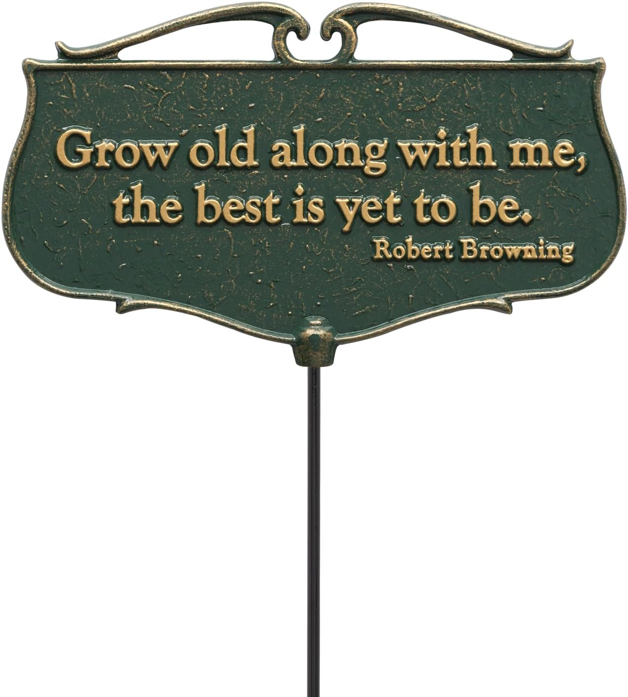 Whitehall Products Grow Old Along with Me... Garden Poem Sign, Green/Gold