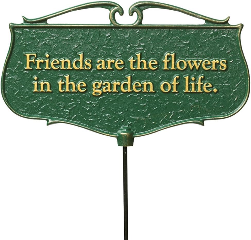 Whitehall Products "Friends are The Flowers..." Garden Poem Sign, Green/Gold