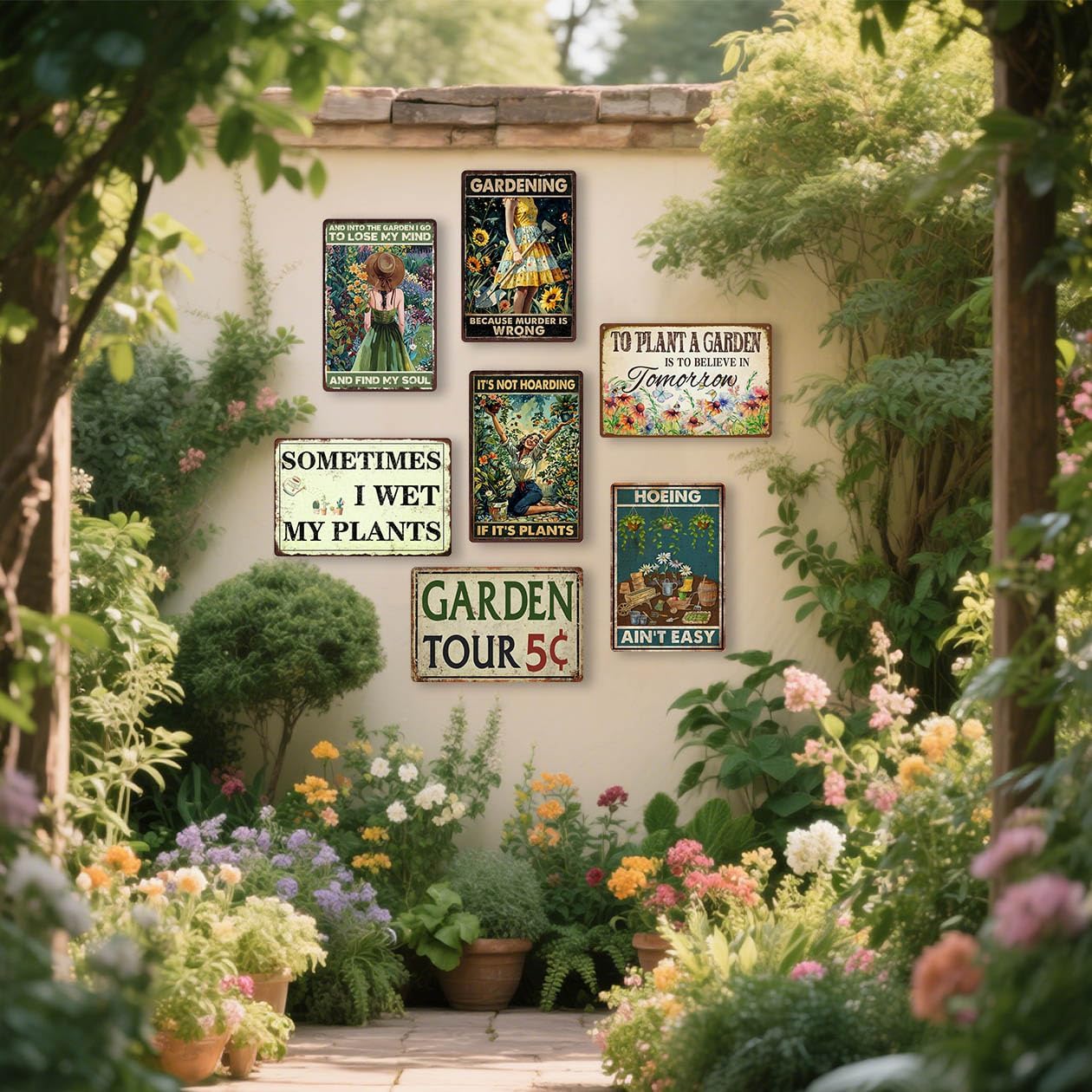 Funny Metal Garden Signs Outdoor Decor 12x8 Inch - Vintage Garden Tin Sign For Outside, Unique Gardening Gifts for Women, Greenhouse Decor & Yard Decorations Outdoor Patio Signs for Plant Lovers