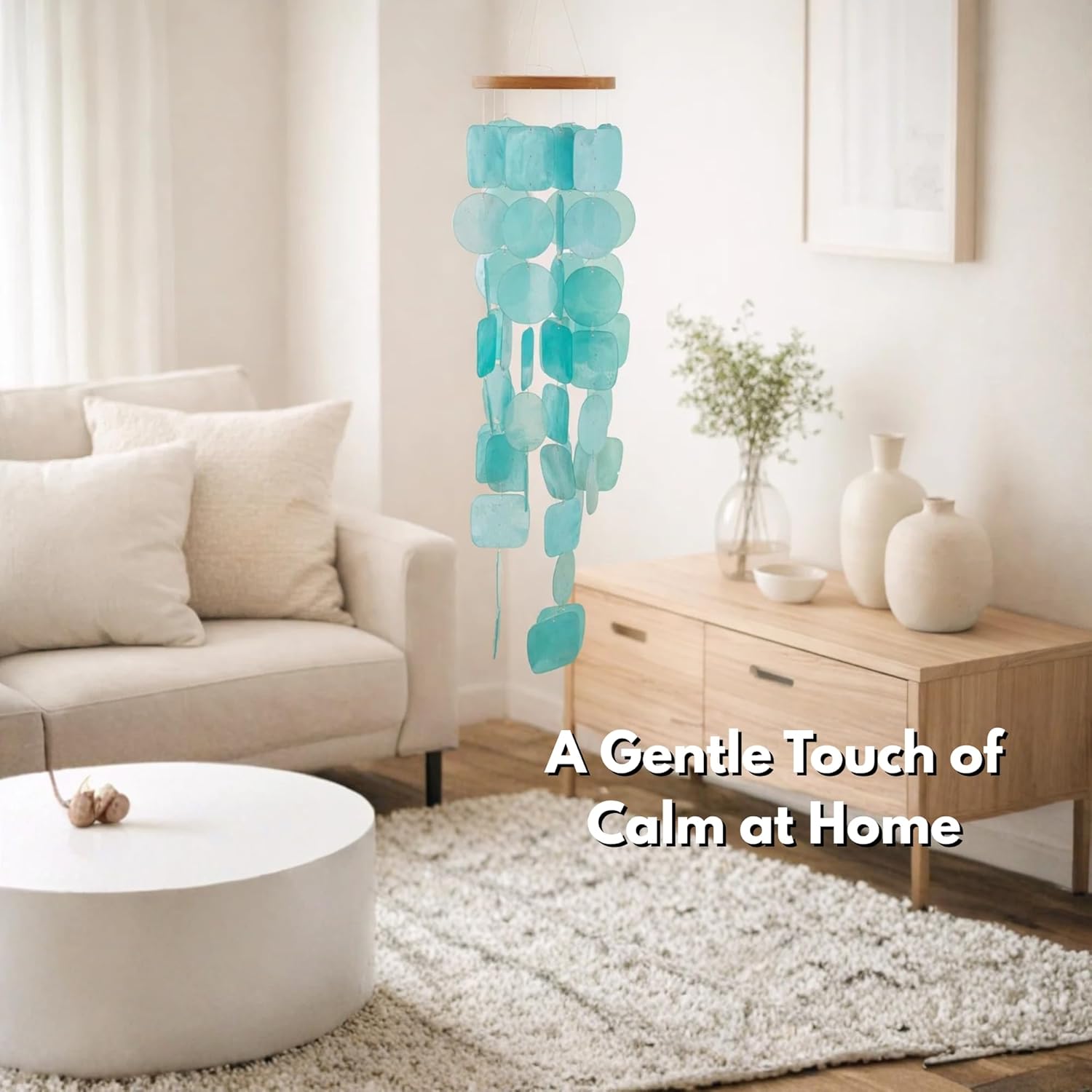 Solange & Frances Turquoise Sea Glass Wind Chimes for Outside - Ideal Gifts for Women Who Have Everything. Unique Valentines Day Gifts for Her, Valentines Gift Ideas