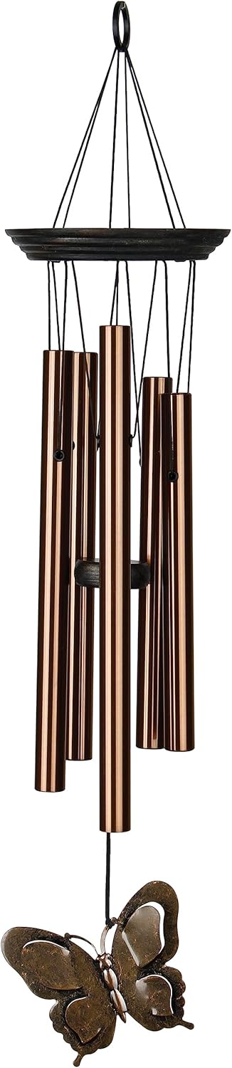 Woodstock Wind Chimes My Butterfly Chime, Bronze Aluminum Tubes, Small 21-Inch, Light Airy Sound Wind Chime for Outdoor Decor for Garden