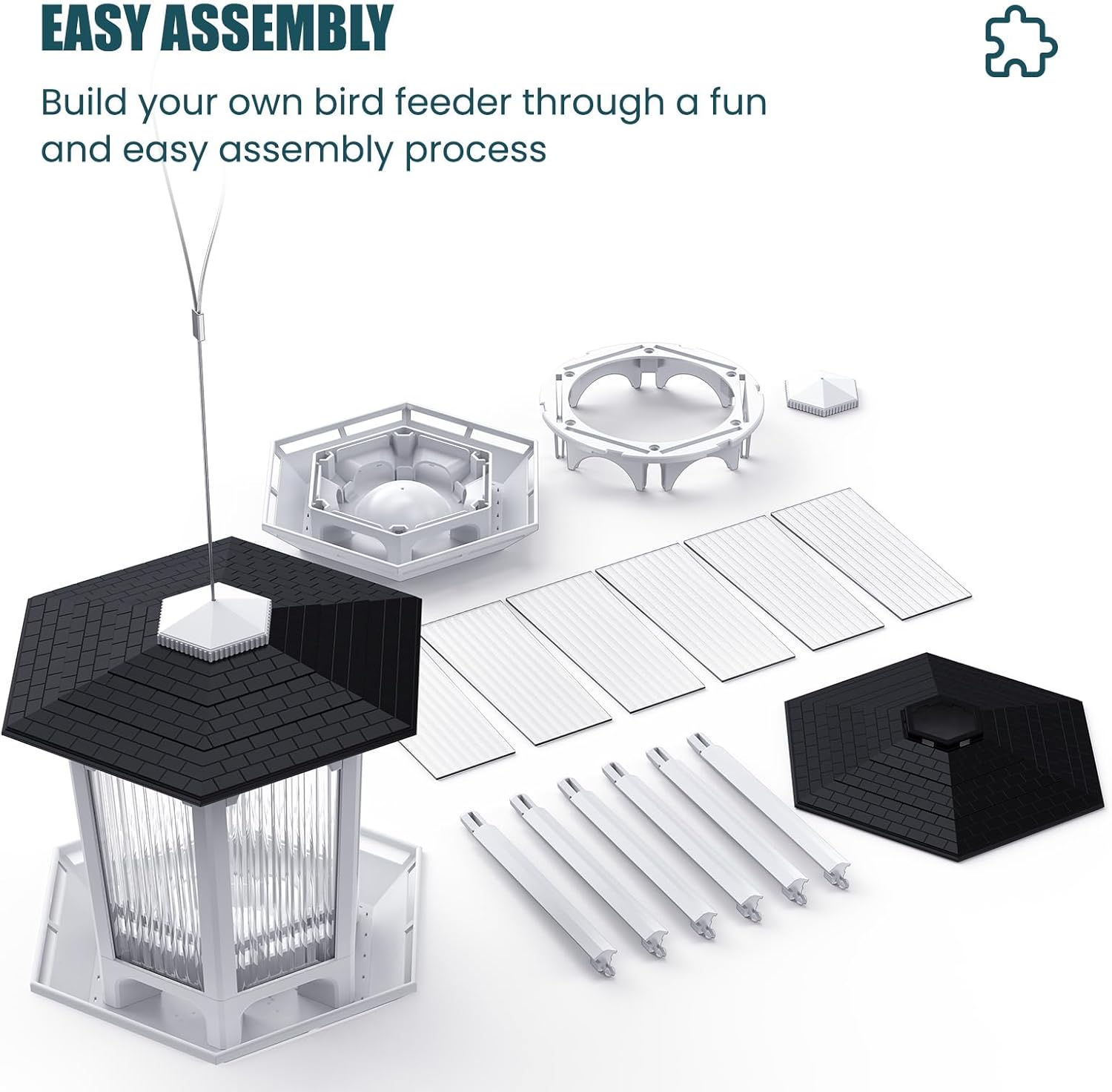 2 Pack Solar Bird Feeders for Outdoors Hanging - Attract Wild Birds & Cardinals, Elegant Minimalist Design, Garden Décor, Unique Gift