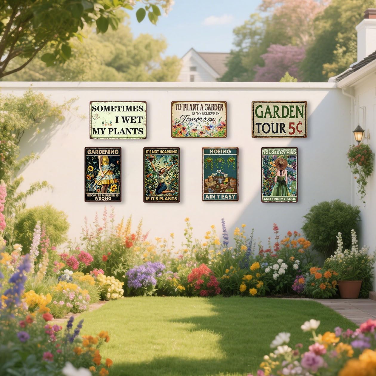 Funny Metal Garden Signs Outdoor Decor 12x8 Inch - Vintage Garden Tin Sign For Outside, Unique Gardening Gifts for Women, Greenhouse Decor & Yard Decorations Outdoor Patio Signs for Plant Lovers