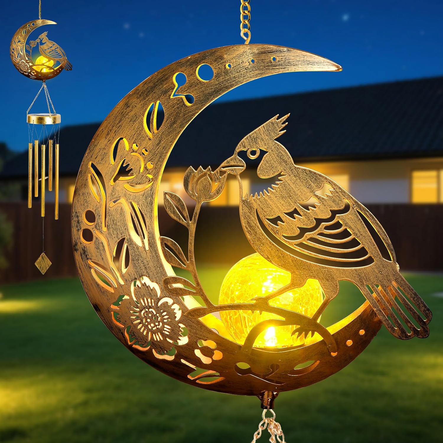 Outdoor Moon Light Wind Chimes, Mom Gift Moon Gifts, Mother Decor, Garden Gifts, Sympathy Wind Chimes Outdoor for mom, Grandma, Memorial Wind Chime.