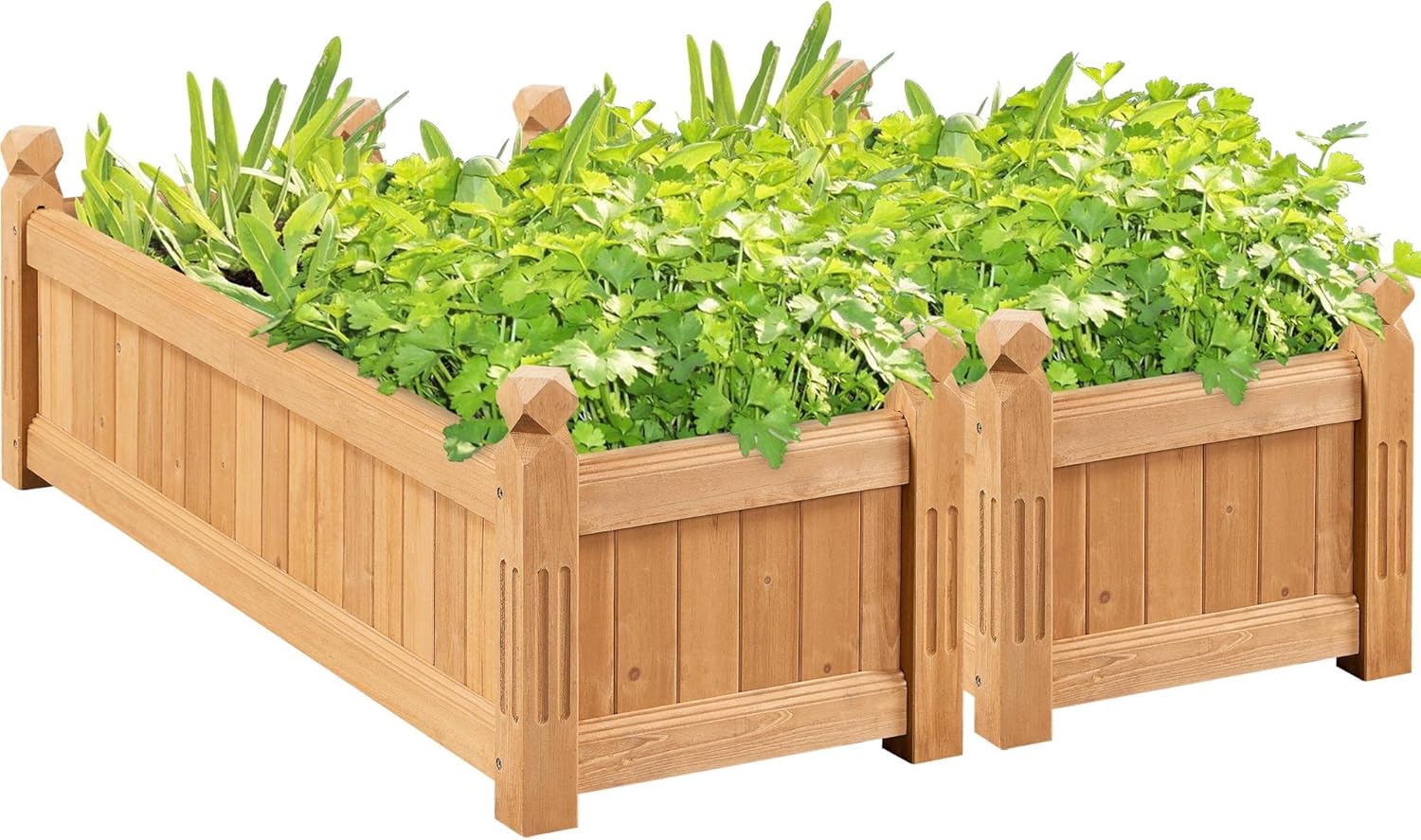 Yaheetech 43.5″ L×16″ W×14″ H Wooden Raised Garden Bed, Horticulture Wood Rectangular Garden Planter Outdoor, Raised Planter Box for Yard/Greenhouse/Vegetable/Flower/Herbs, Light Brown