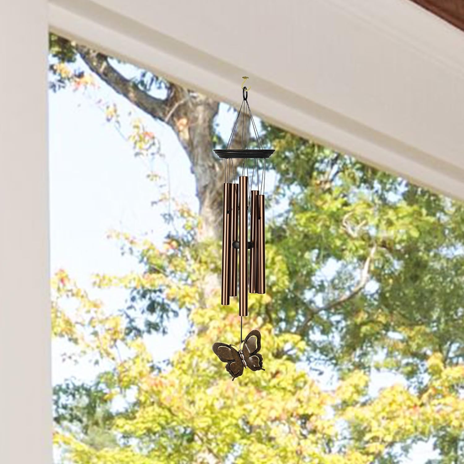 Woodstock Wind Chimes My Butterfly Chime, Bronze Aluminum Tubes, Small 21-Inch, Light Airy Sound Wind Chime for Outdoor Decor for Garden