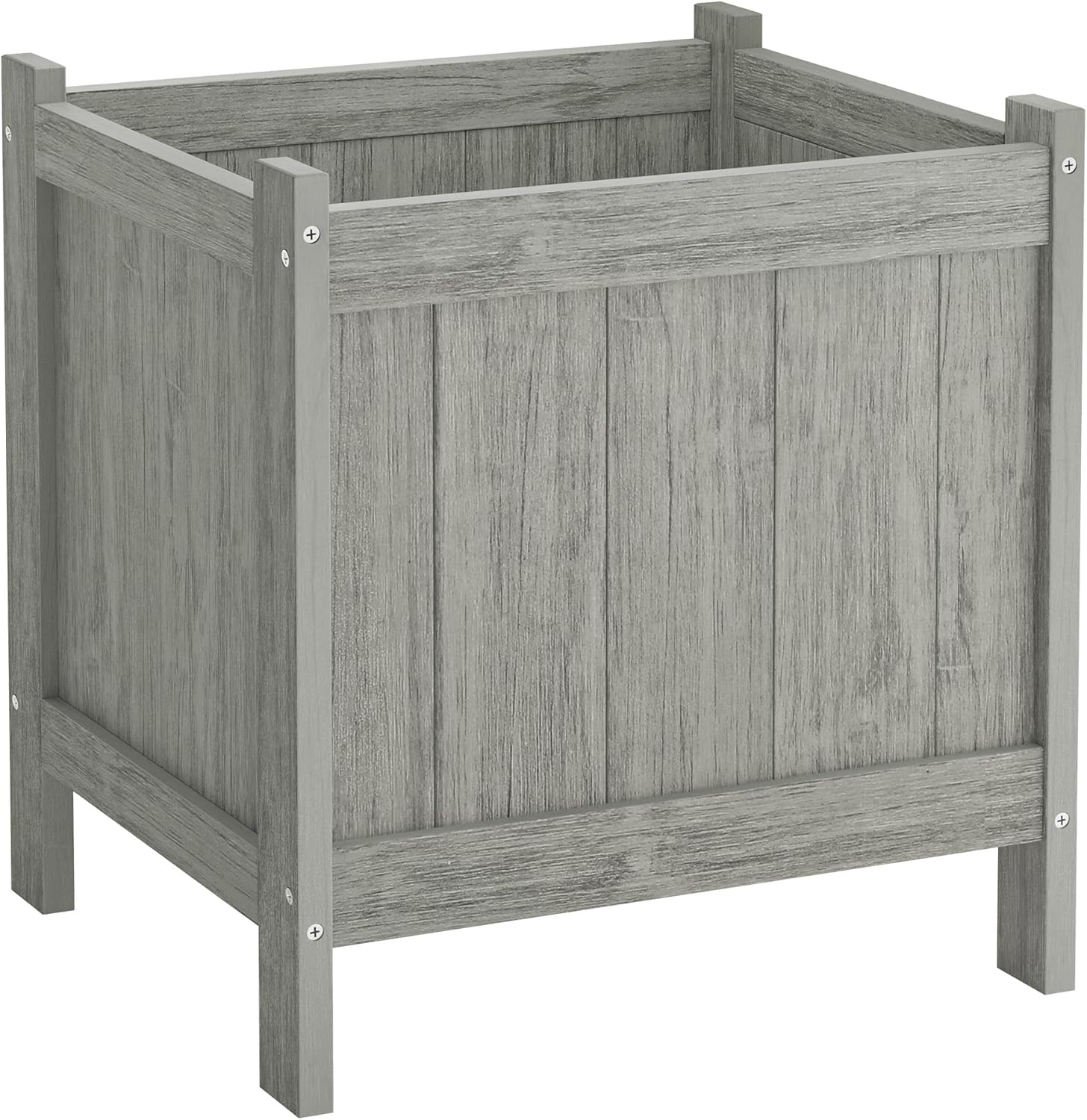 LUE BONA Outdoor Plant Pots Set of 2, 13.7" x 12.5" x 14.5" Flower Pots with Drainage Holes, Outdoor Planter Box for Outdoor Plants - Porch Patio, Garden or Entryway, Black