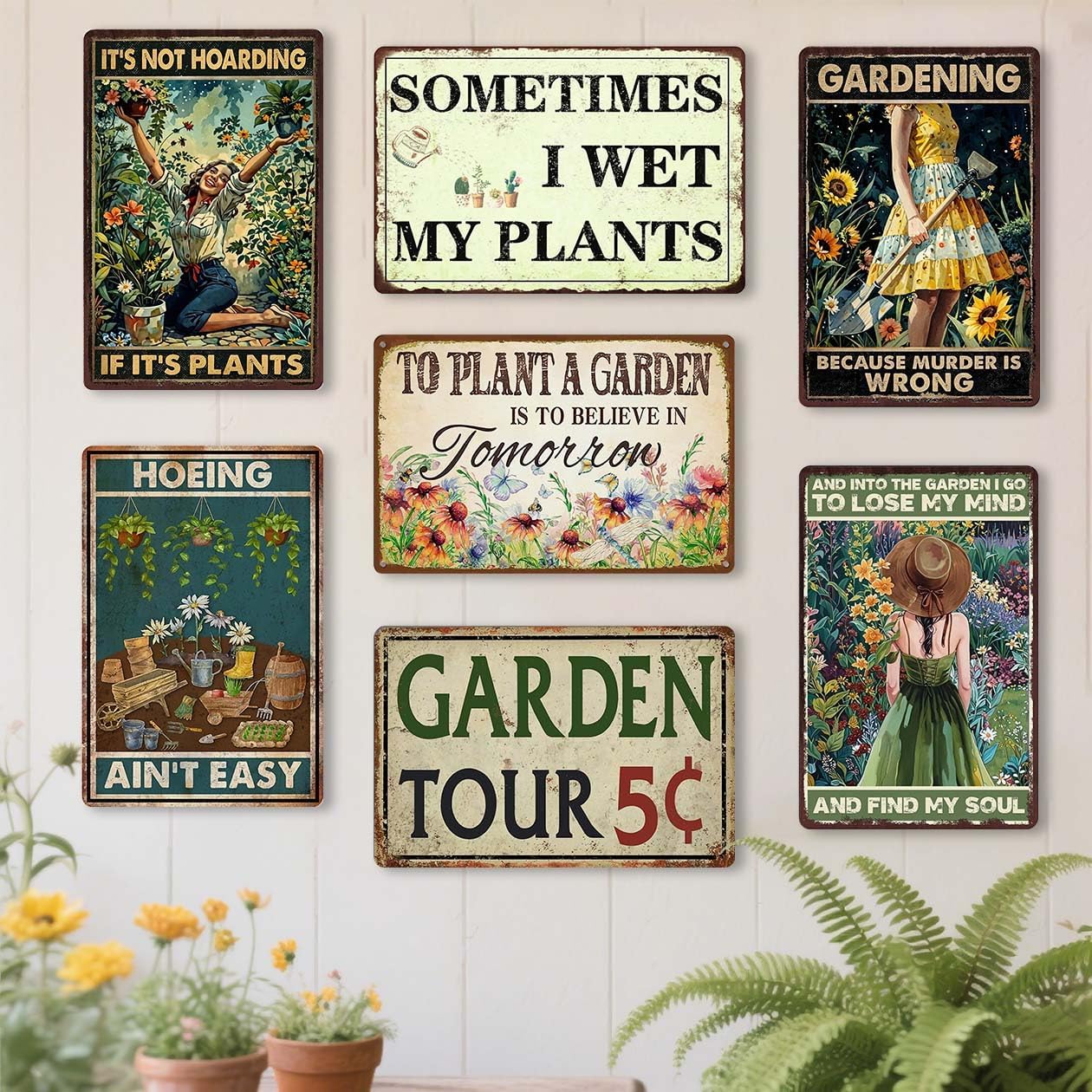 Funny Metal Garden Signs Outdoor Decor 12x8 Inch - Vintage Garden Tin Sign For Outside, Unique Gardening Gifts for Women, Greenhouse Decor & Yard Decorations Outdoor Patio Signs for Plant Lovers