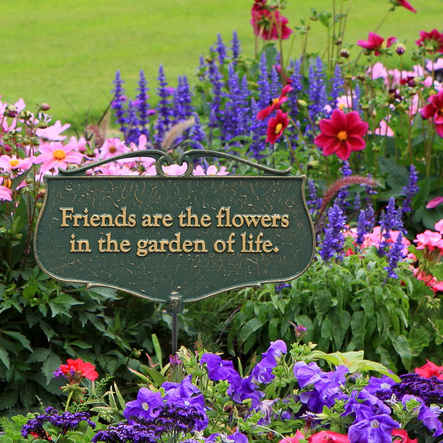 Whitehall Products "Friends are The Flowers..." Garden Poem Sign, Green/Gold