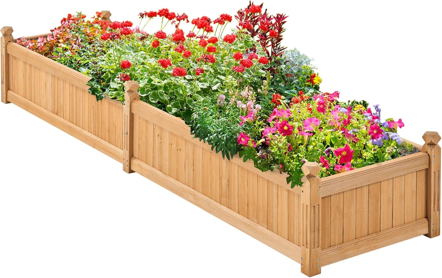 Yaheetech 43.5″ L×16″ W×14″ H Wooden Raised Garden Bed, Horticulture Wood Rectangular Garden Planter Outdoor, Raised Planter Box for Yard/Greenhouse/Vegetable/Flower/Herbs, Light Brown