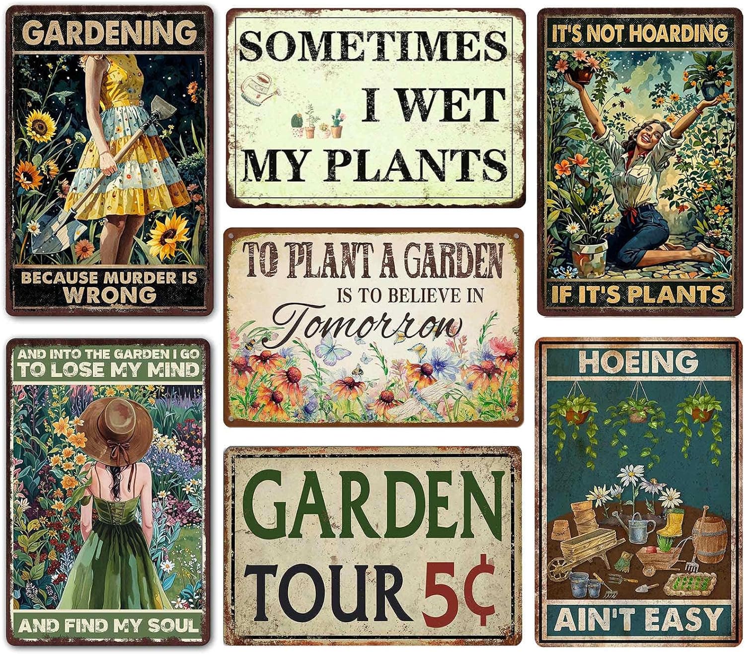 Funny Metal Garden Signs Outdoor Decor 12x8 Inch - Vintage Garden Tin Sign For Outside, Unique Gardening Gifts for Women, Greenhouse Decor & Yard Decorations Outdoor Patio Signs for Plant Lovers