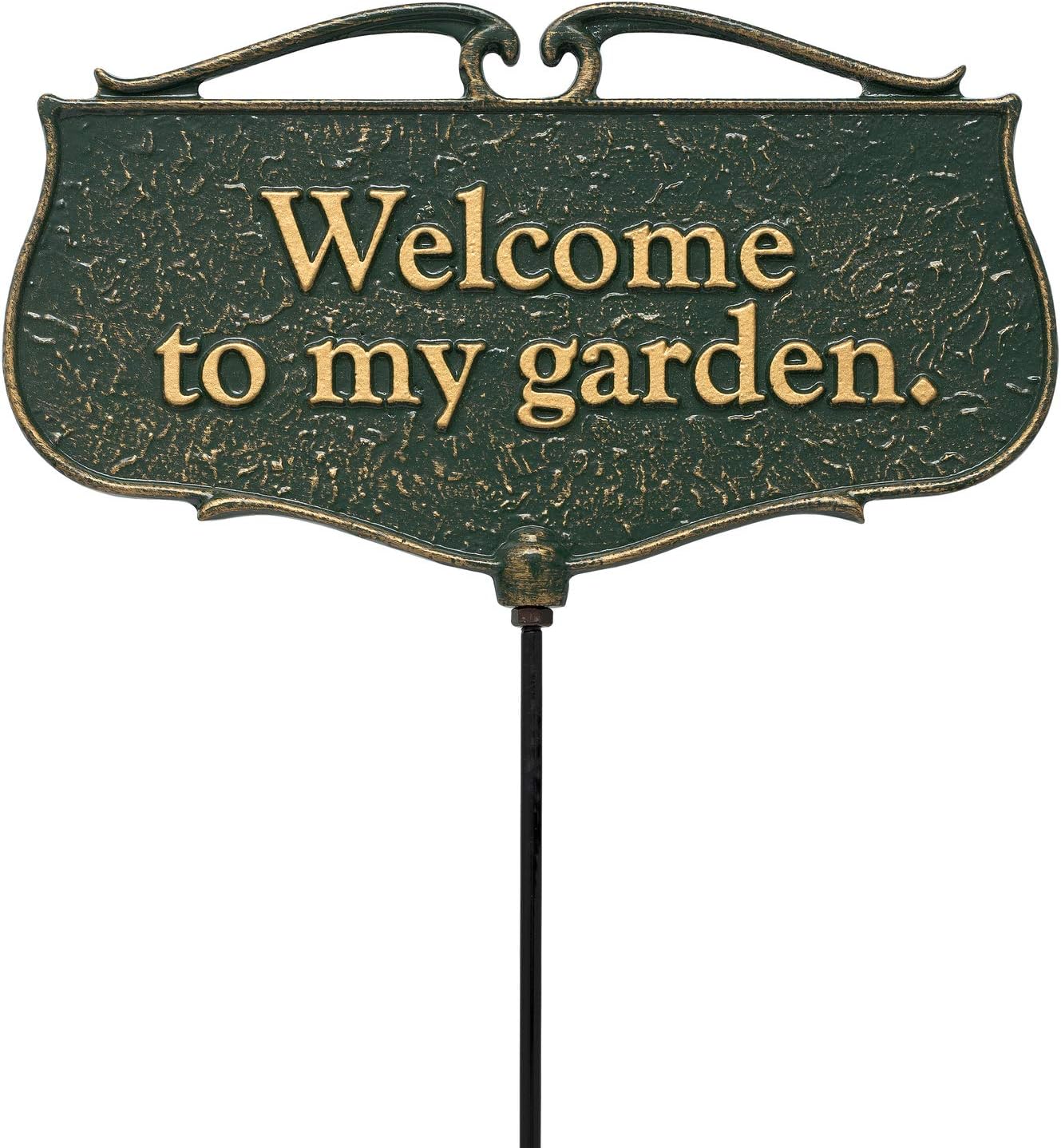 Whitehall 10042 "Cast Aluminum Welcome to My Garden Decorative Sign,Green