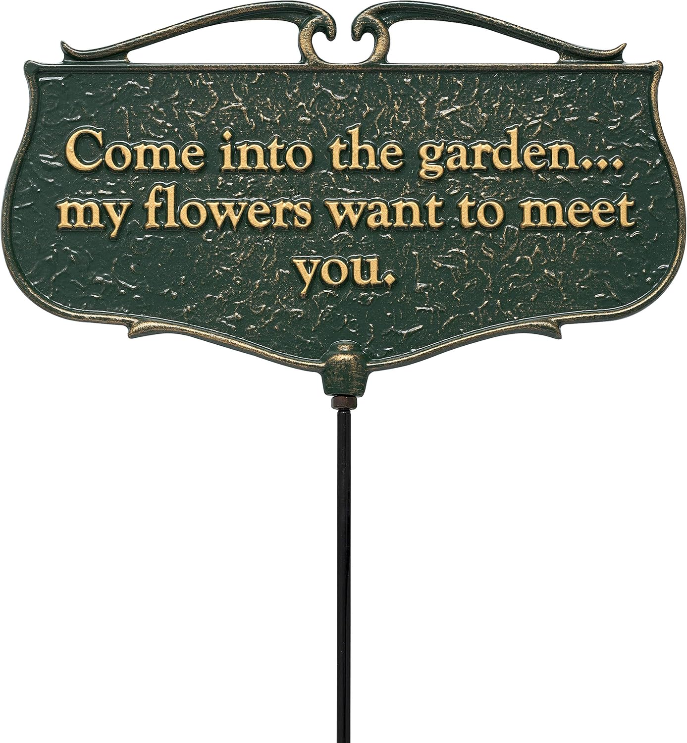 Whitehall 10043 Cast Aluminum Come Into The Garden. Sign, Green